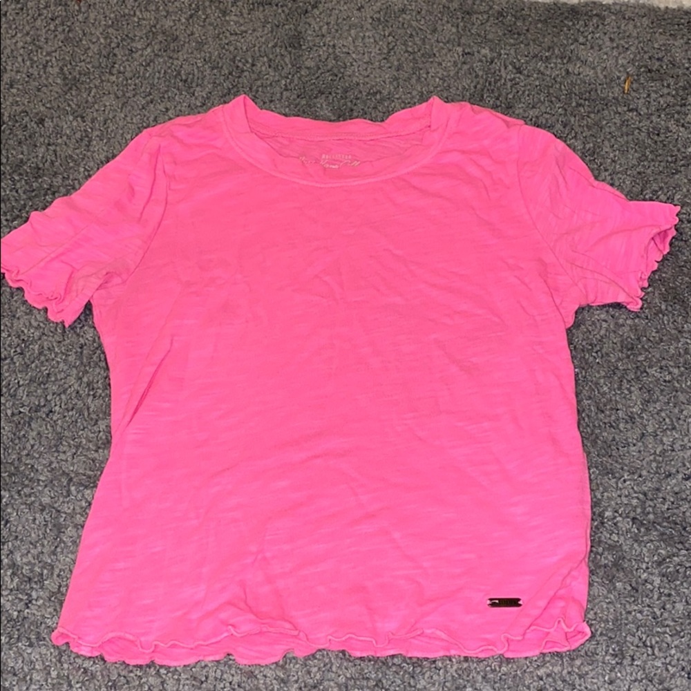 bright pink hollister baby tee.